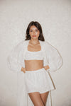 Rae Embroidered Maxi Bridal Robe - Ivory White