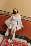 Isabella Iridescent Chiffon Robe - Vintage Cream