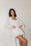 Olivia Embroidered Bridal robe - White
