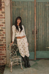 Clara Pointelle Pyjama Trouser- Cream Vintage Xmas Print