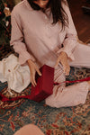 Taylor Crinkle Cotton Gingham Pyjama Set - Cinnamon Cherry