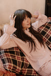 Taylor Crinkle Cotton Gingham Pyjama Set - Cinnamon Cherry