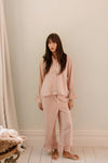 Taylor Crinkle Cotton Gingham Pyjama Set - Cinnamon Cherry