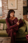 Clara Pointelle Pyjama Trouser- Berry Burgundy