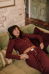 Clara Pointelle Pyjama Trouser- Berry Burgundy