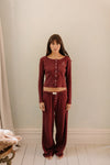 Clara Pointelle Pyjama Trouser- Berry Burgundy