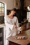 Clara Pointelle Reversable Long Top - Cream White