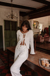 Clara Pointelle Pyjama Trouser- Cream White