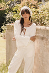 Clara Pointelle Pyjama Trouser- Cream White