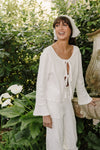 Clara Pointelle Pyjama Trouser- Cream White