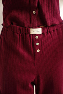  Clara Pointelle Pyjama Trouser- Berry Burgundy