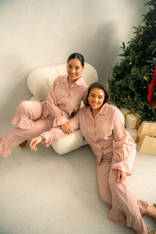  Taylor Crinkle Cotton Gingham Pyjama Set - Cinnamon Cherry
