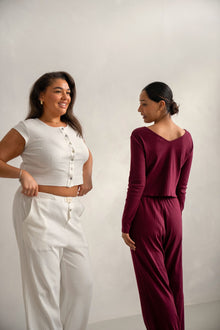  Clara Cap Sleeve Reversible Top -Cream White