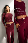 Clara Pointelle Reversable Long Top - Berry Burgundy