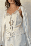 Isabella Iridescent Chiffon Robe - Vintage Cream