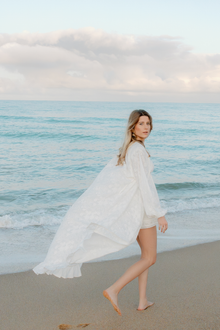  Rae Embroidered Maxi Bridal Robe - Ivory White
