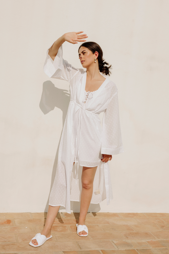 Diana Dobby Bridal Slip Dress - White