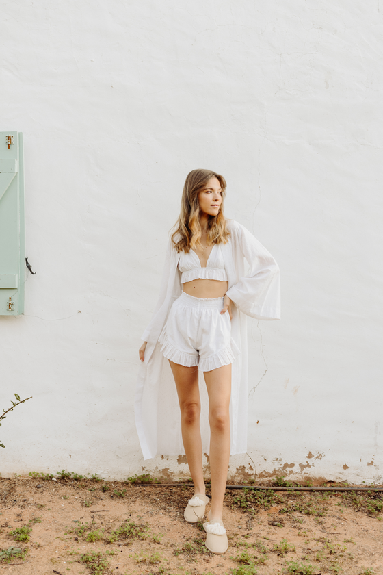 Diana Dobby Bridal Shorts - White
