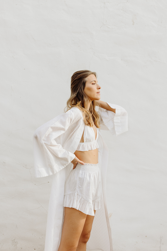 Diana Dobby Bridal Shorts - White