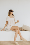 Callie Bubble Top & Short Pj Lounge Set - Nude