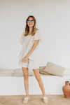 Callie Bubble Top & Short Pj Lounge Set - Nude