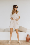 Callie Bubble Top & Short Pj Lounge Set - Nude