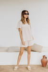 Callie Bubble Top & Short Pj Lounge Set - Nude