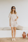 Callie Bubble Top & Short Pj Lounge Set - Nude