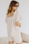 Callie Bubble Top & Short Pj Lounge Set - Nude