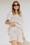 Callie Bubble Top & Short Pj Lounge Set - Nude