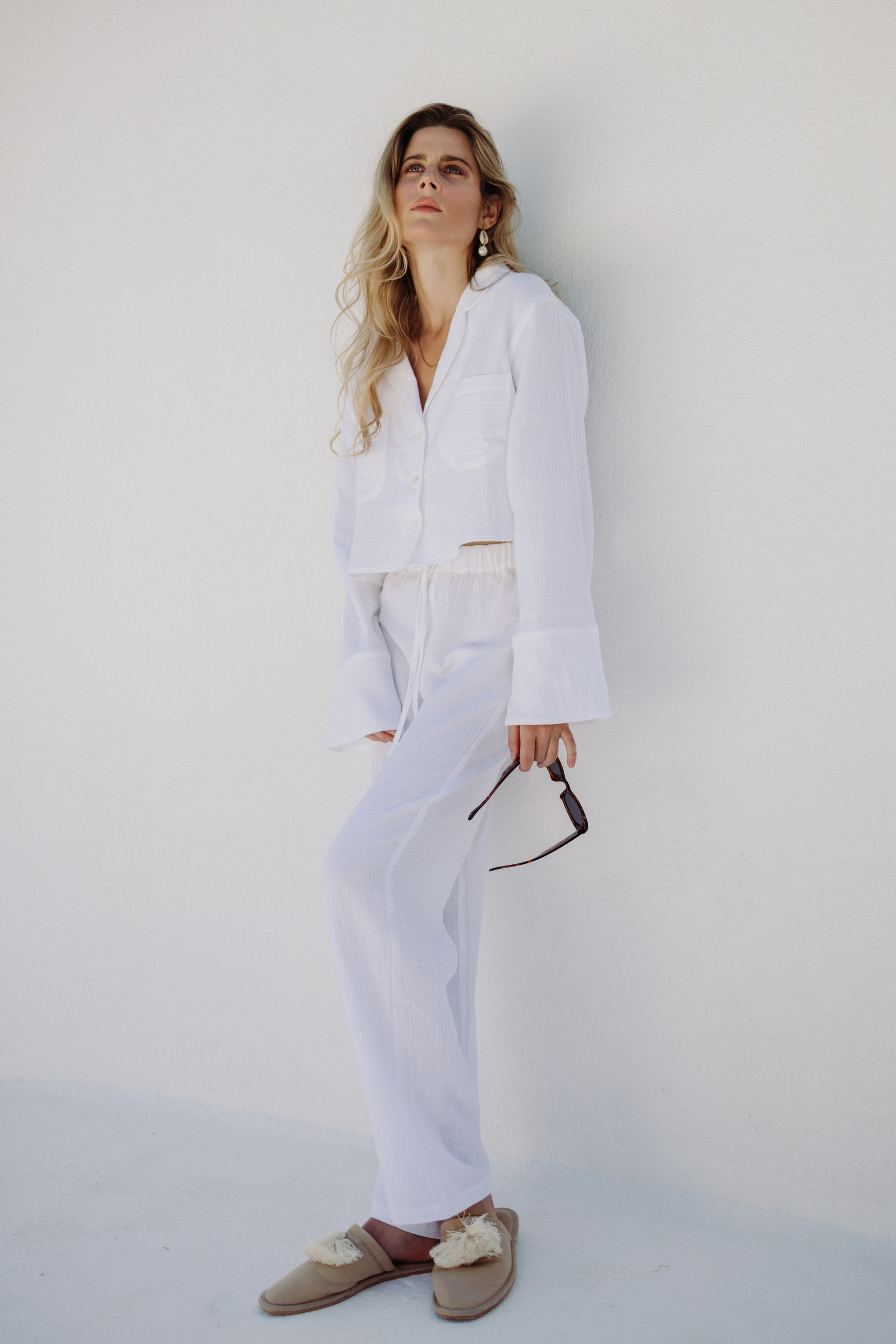 Sienna Bubble Lounge Pyjamas - White – Meeka_co