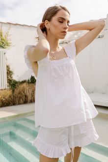  Athena Frill Pyjama Set - White