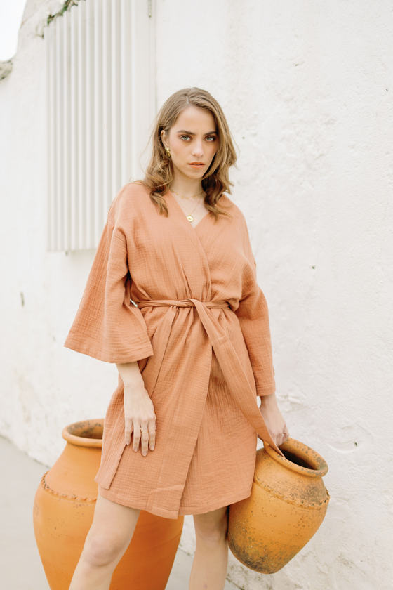 Camillo Bubble Wrap Robe - Terracotta