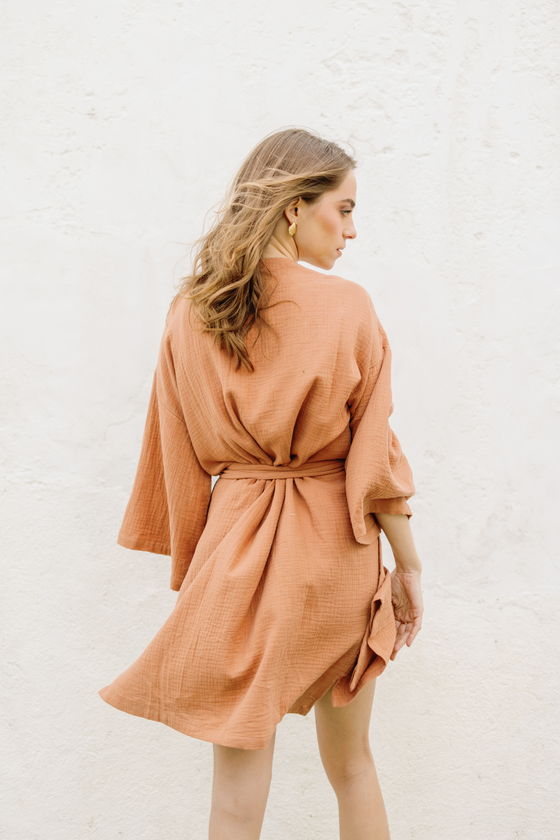 Camillo Bubble Wrap Robe - Terracotta