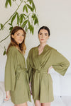 Kara Kimono Linen Robe - Olive