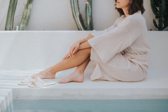 Bath robe and slippers